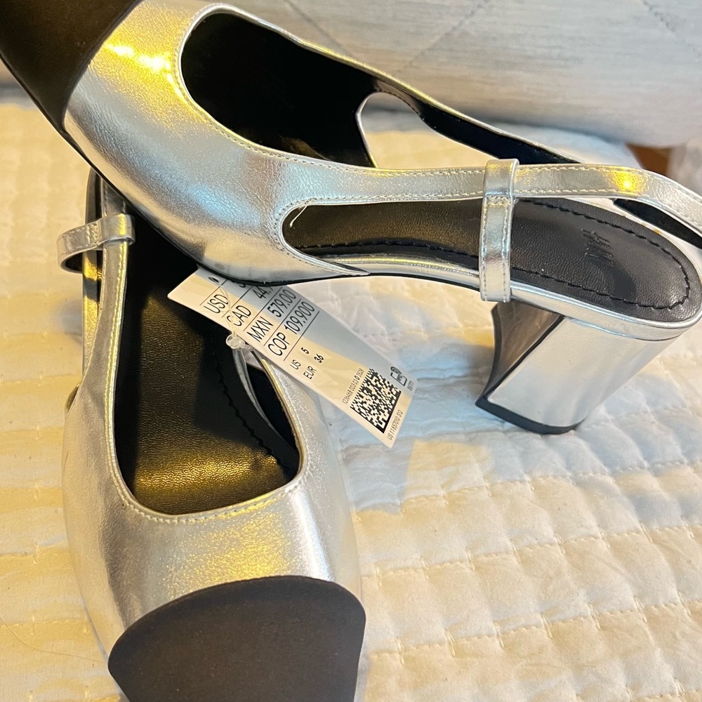 H&M Elegant Silver and Black Women's Heels